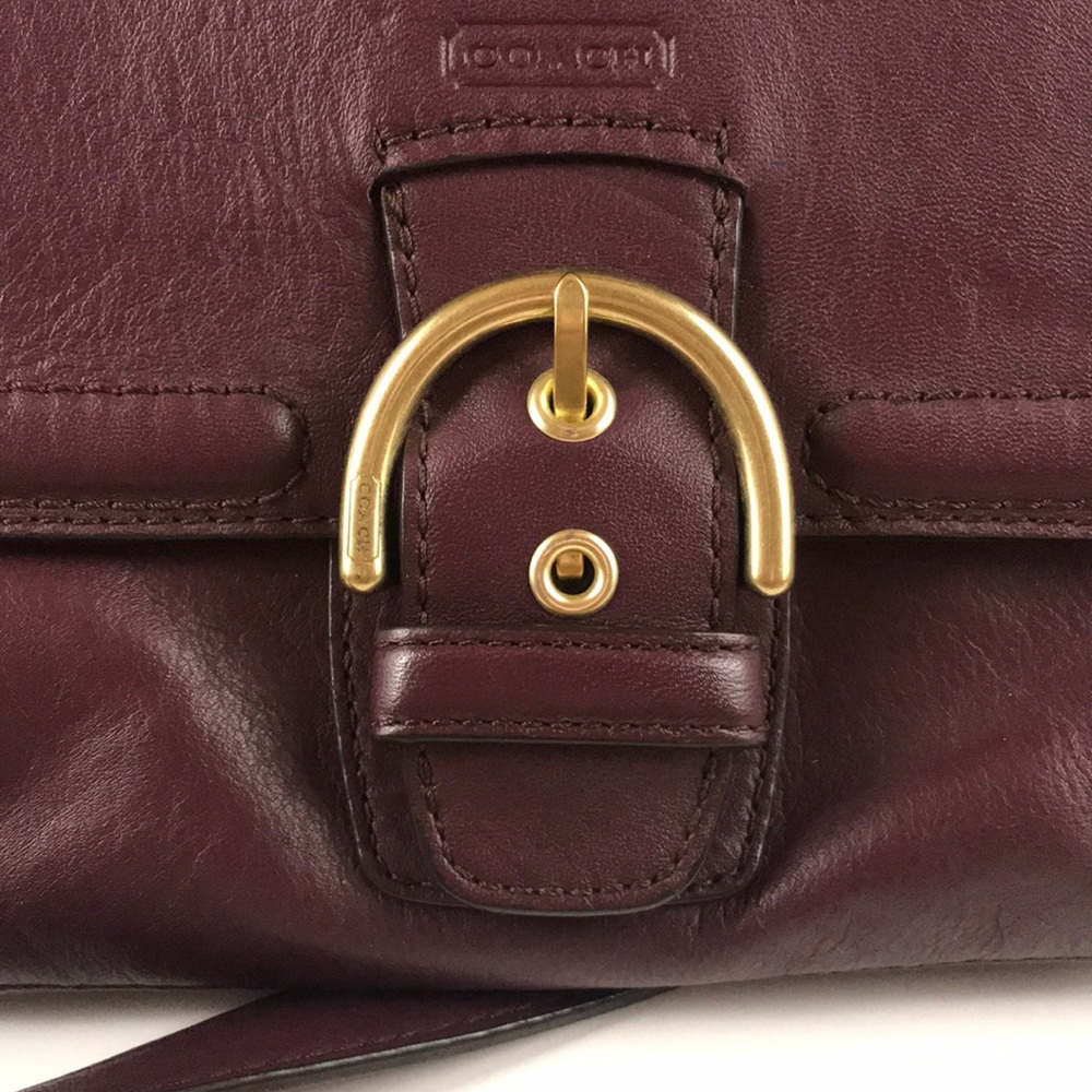COACH wine-colored leather satchel - Picture 2 of 7